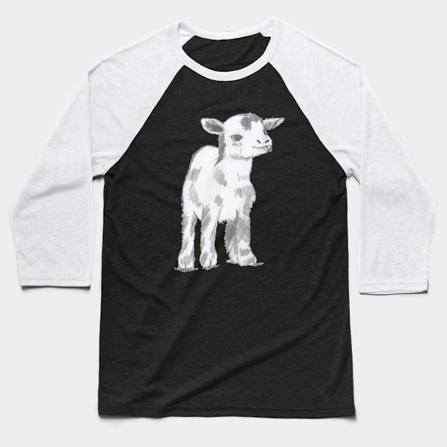 Cute Little Lamb Baseball T-Shirt by Mila-Ola_Art